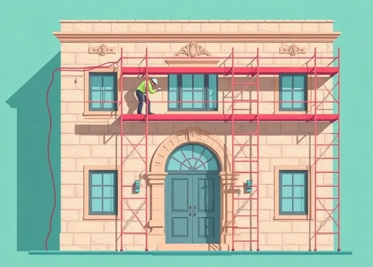 Ravalement de façade en pierre, nettoyage et application d'enduit